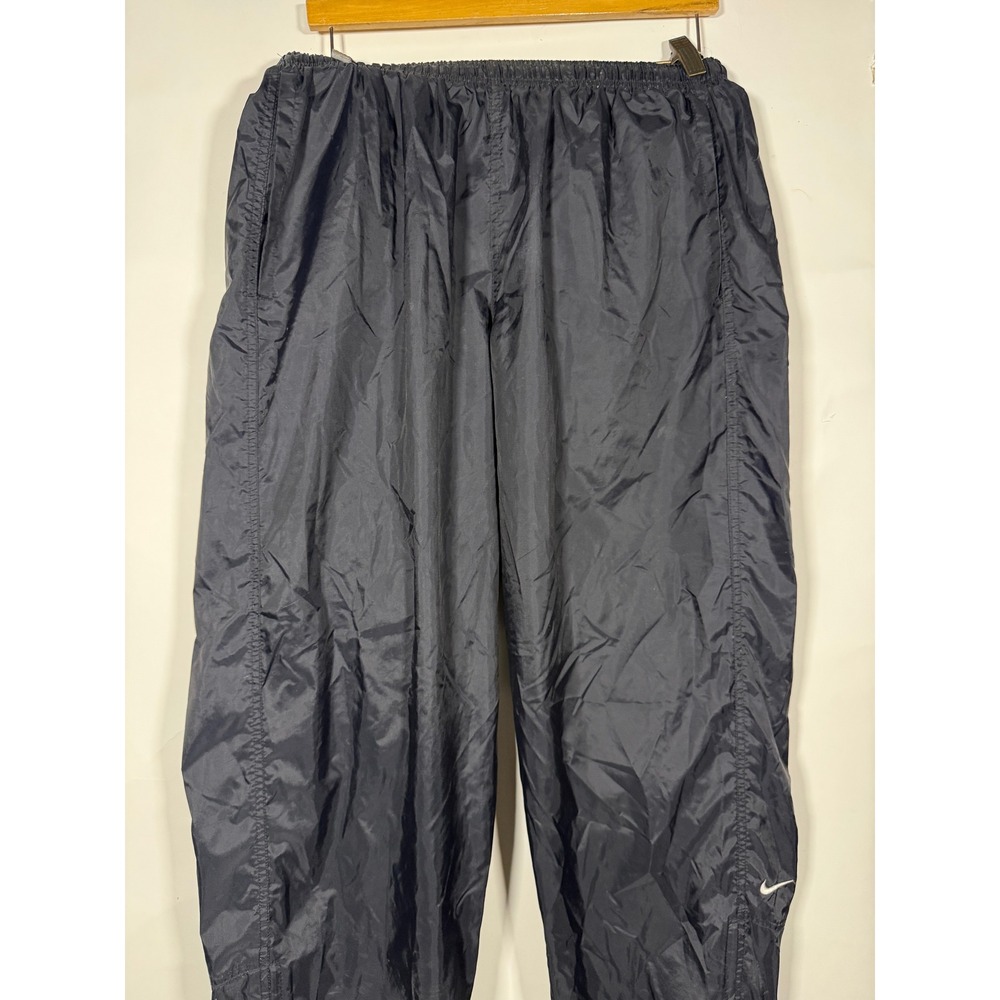 Nike Vintage Mens Black Windbreaker Track Pants Nylon Zipper Ankle Large